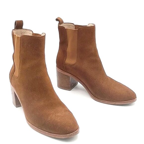 Banana Republic Suede Block Heel Chelsea Boot Whiskey Brown Suede Women’s Size 7 - Picture 16 of 16